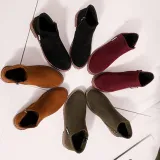Green Slip-On Women's Suede Ankle Boots