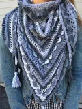 Blue Cotton-Blend Casual Scarves & Shawls