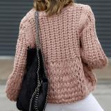 Casual Round Neck Solid Color Loose Sweater
