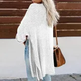 Casual Side Slit Soft Long Sleeve Midi Sweater Cardigan