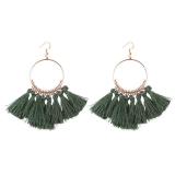 Bohemia Style Colorful Thread Tassel Pendants Big Round Hoop Earring