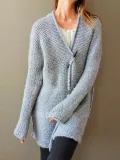 Eyelet Solid Casual Long Sleeve Mohair Fashion Cardigan