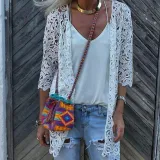 Casual Loose Sexy   Hollow Out Sunscreen Knitted Sweater Cardigan