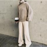 Solid color retro loose turtleneck sweater