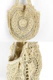 Women's Floral Handmade Zipper Woven Straw Tote Bag