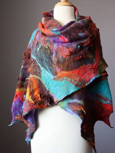Purplish Red Casual Color-Block Scarves & Shawls