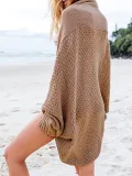 Solid Casual Knitted Batwing Cardigan