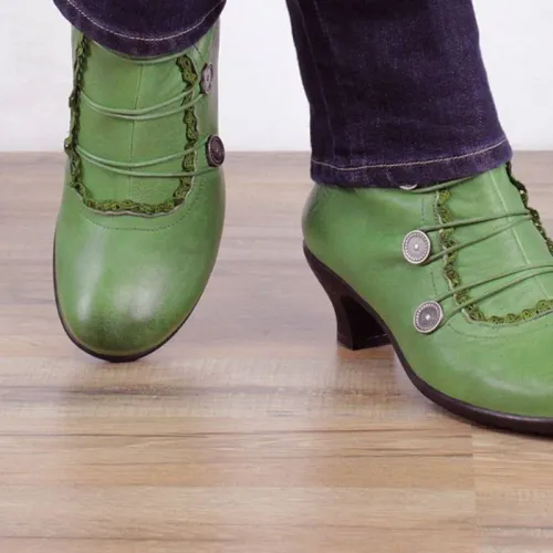 Women Leather Comfy Heel Shoes