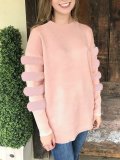 Long Sleeve Solid Paneled Crew Neck Sweatshirts