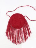 Women Hand-Woven Straw Shoulder Bag Tassel Beach Bag Handbag
