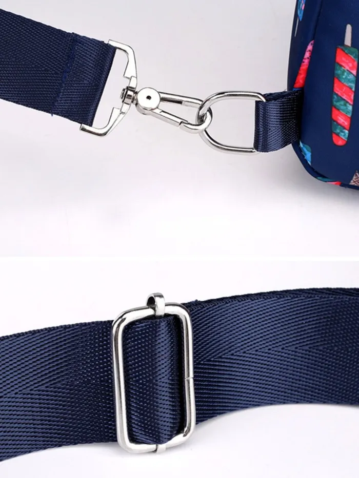 Floral Nylon Zipper Backpacks Crossbody Bags