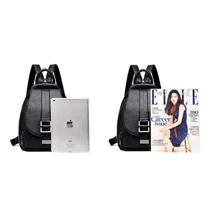 2 in 1 Women Leather Backpack+Crossbody Sling Shoulder Bag