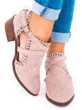 Scalloped Booties Low Heel Hollow-out Buckle Strap Boots