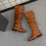 Womens Zipper Daily Chunky Heel Riding Knee High Boots