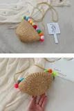 Women's Beach  Color  Zipper Rope Woven Straw Sling Bag Handbag