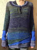 Mottled Striped Paneled Long Sleeve Women's Sweaters