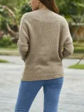 Solid Color Cross V-Neck Sweater