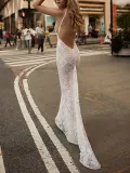 Sexy Sleeveless Bare Back Halter Maxi Dresses