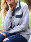 Fashion Turtle Neck Pocket Button Long Sleeve Sweatershirt