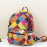 Leather stitching bohemian backpack
