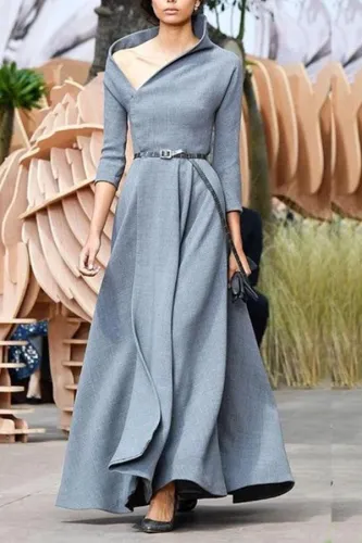 Fashion Irregular Collar Sexy Long Evening Dress
