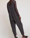 U-Neck Waist Pleated Jumpsuit