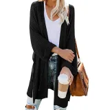 Casual Side Slit Soft Long Sleeve Midi Sweater Cardigan