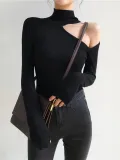 Vintage Pure Colour Off-Shoulder Halter Knitwear