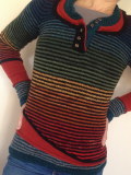 Color-Block Striped Long Sleeve Women's Sweaters