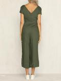 Casual Button Short Sleeve Jumpsuit