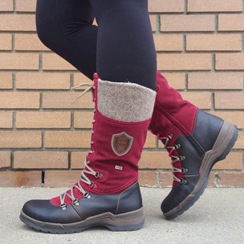 Women's casual lace-up daily flat boots