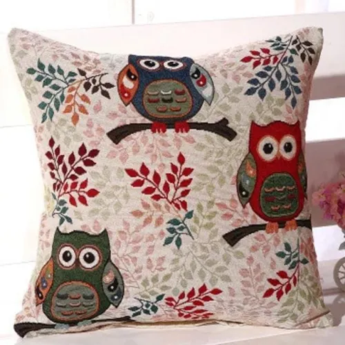 Owl Printed Square Pillow Case