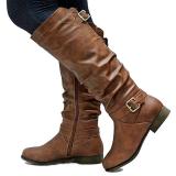 Womens Zipper Daily Chunky Heel Riding Knee High Boots
