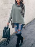 4 Colors Elegant Turtle Neck Paneled Knit Wear Sweaters