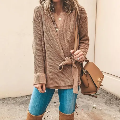 Contracted Temperament Splicing Long Sleeve Cardigan