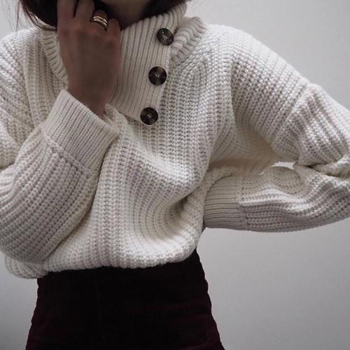 Women's Knit Button Collar Sweater