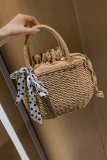 Women's Summer Beach  Woven Straw Pull Rope Handbag