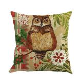 Christmas Linen Pillowcase Cute Cartoon Owl Cushion Cover