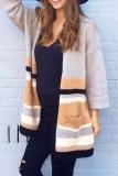 Fashion Colorblock Long Sleeve Cardigan Coat