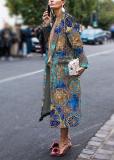 Fashion Floral Printed Long Sleeve Coat