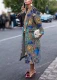 Fashion Floral Printed Long Sleeve Coat