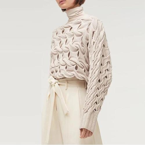 Fashion Solid Color Openwork Knit Sweater