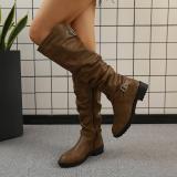 Womens Zipper Daily Chunky Heel Riding Knee High Boots
