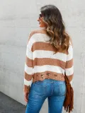 Long Sleeve Stripes Knitted Shirts & Tops