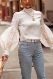 Autumn And Winter   Fashion Pure Color Lace Bubble Sleeves Jacket