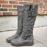 Women's casual buckle zipper boots