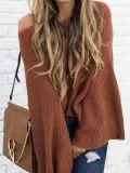 Sweet Casual Chic Loose Plain Flare Long Sleeve Sweater