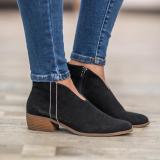 Women Deep V Sexy Booties Casual Comfort Plus Size Zipper Shoes