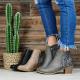 Women Sequined Splicing Chunky Heel Side Zipper Ankle Boots