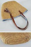 Women's Casual Tassel Zipper Woven Straw Tote Bag